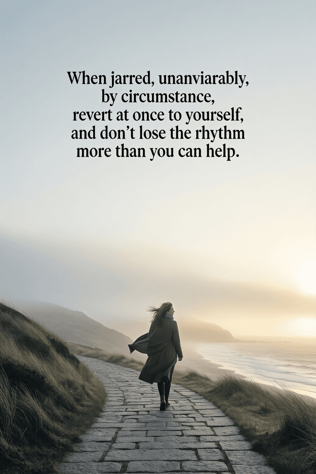 Returning to Inner Rhythm Amid Life’s Disruptions When jarred, unavoidably, by circumstance, revert at once to yourself, and don't lose the rhythm mor