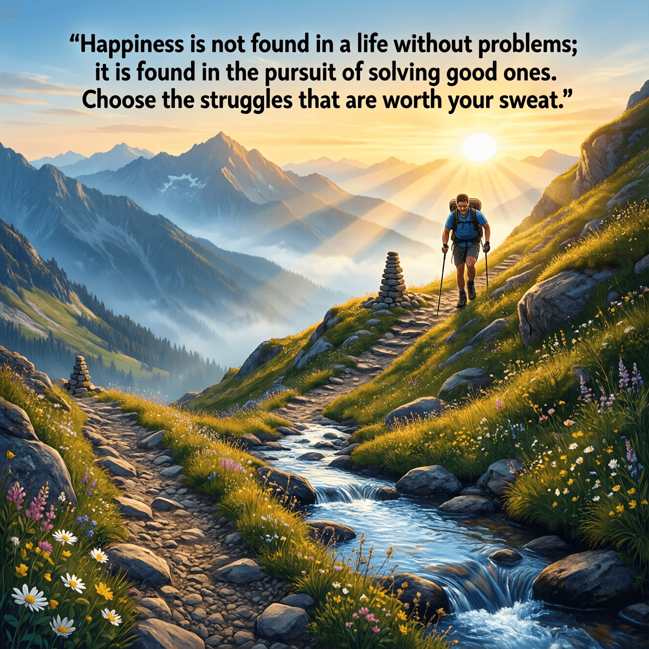 Happiness is not found in a life without problems; it is found in the pursuit of solving good ones. Choose the struggles that are worth your sweat. — Mark Manson