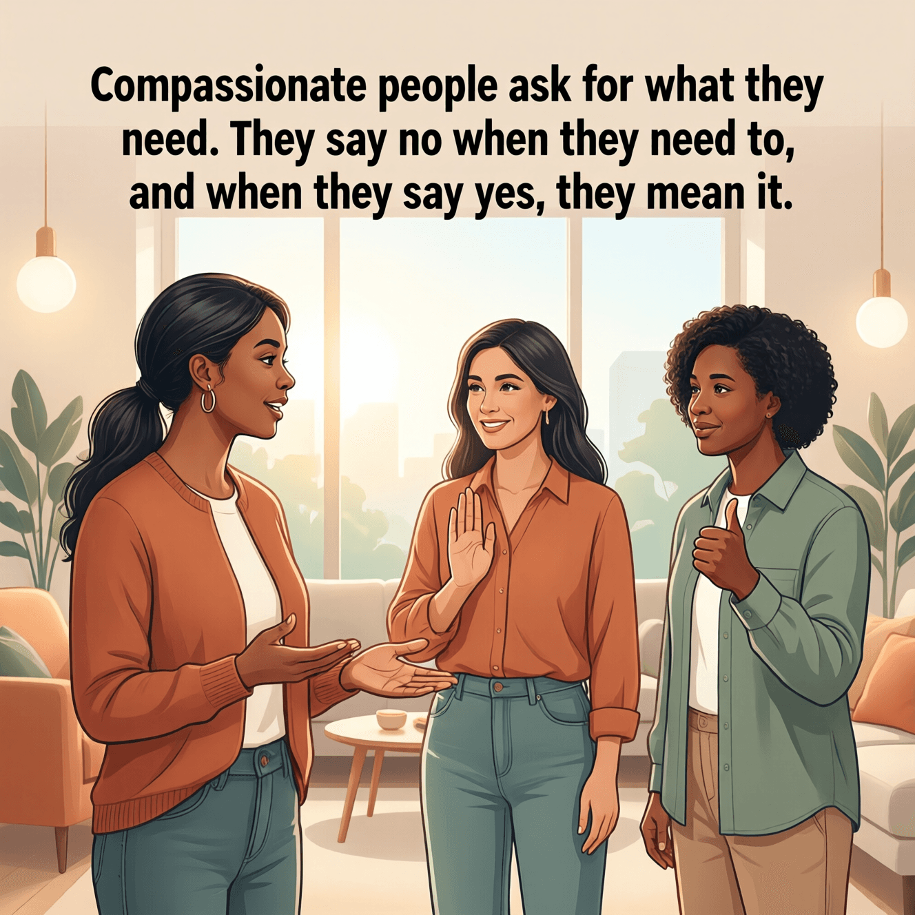 Compassionate people ask for what they need. They say no when they need to, and when they say yes, they mean it. — Brené Brown