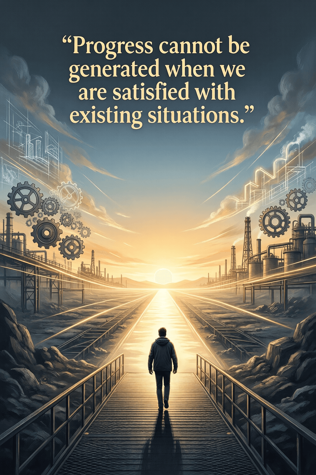 El descontento como motor verdadero del progreso El progreso no puede generarse cuando estamos satisfechos con las situaciones existentes. — Taiichi