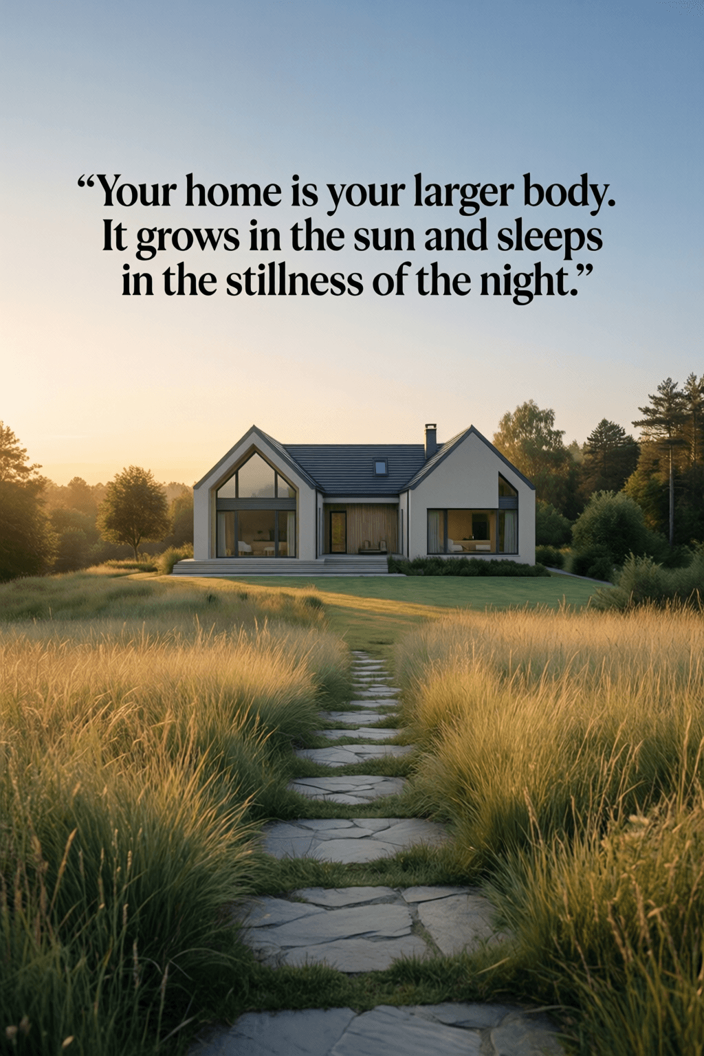 Home as the Living Extension of Self Your home is your larger body. It grows in the sun and sleeps in the stillness of the night. — Kahli