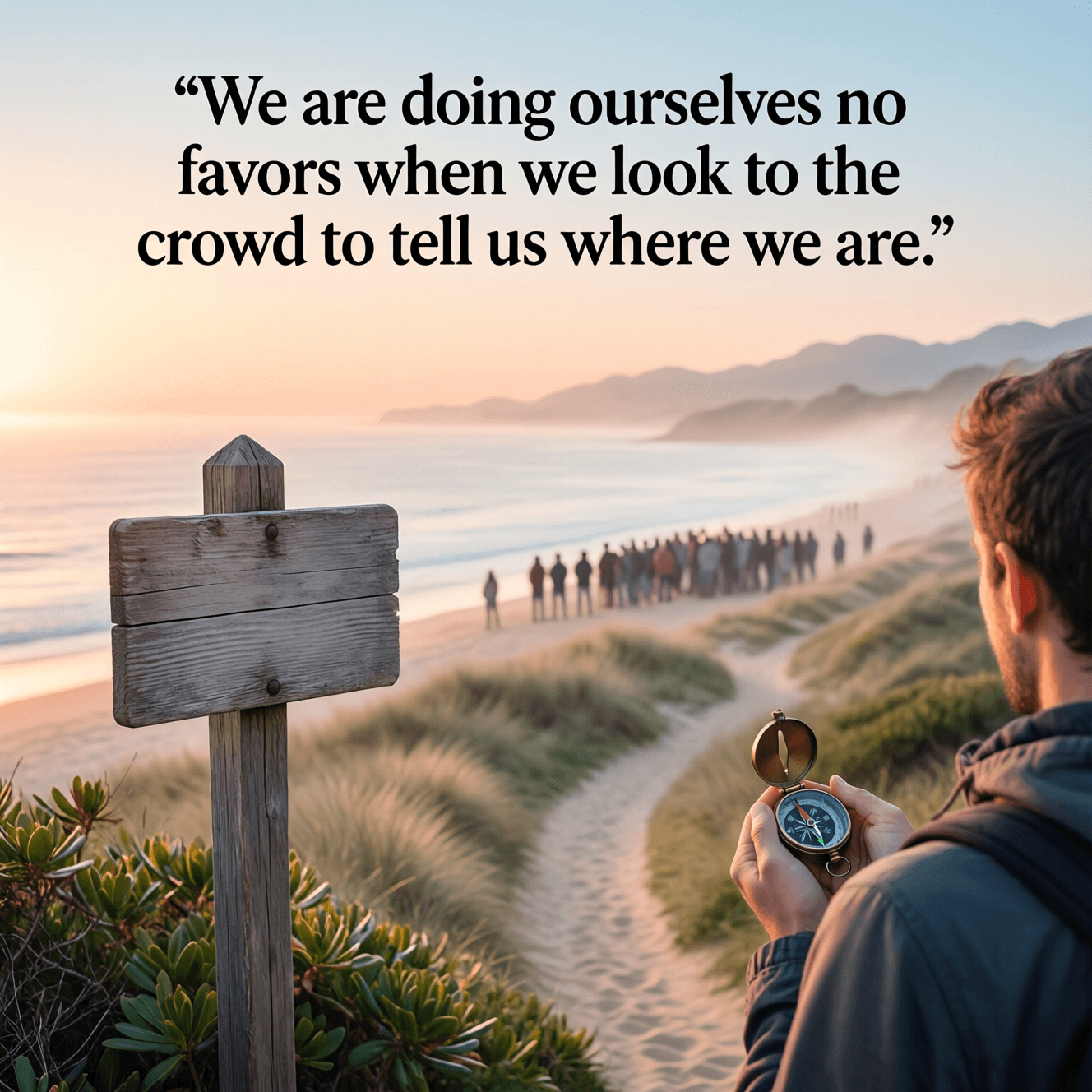 当我们指望人群告诉我们自己身在何处时,我们其实是在害自己。——艾琳·勒奇纳