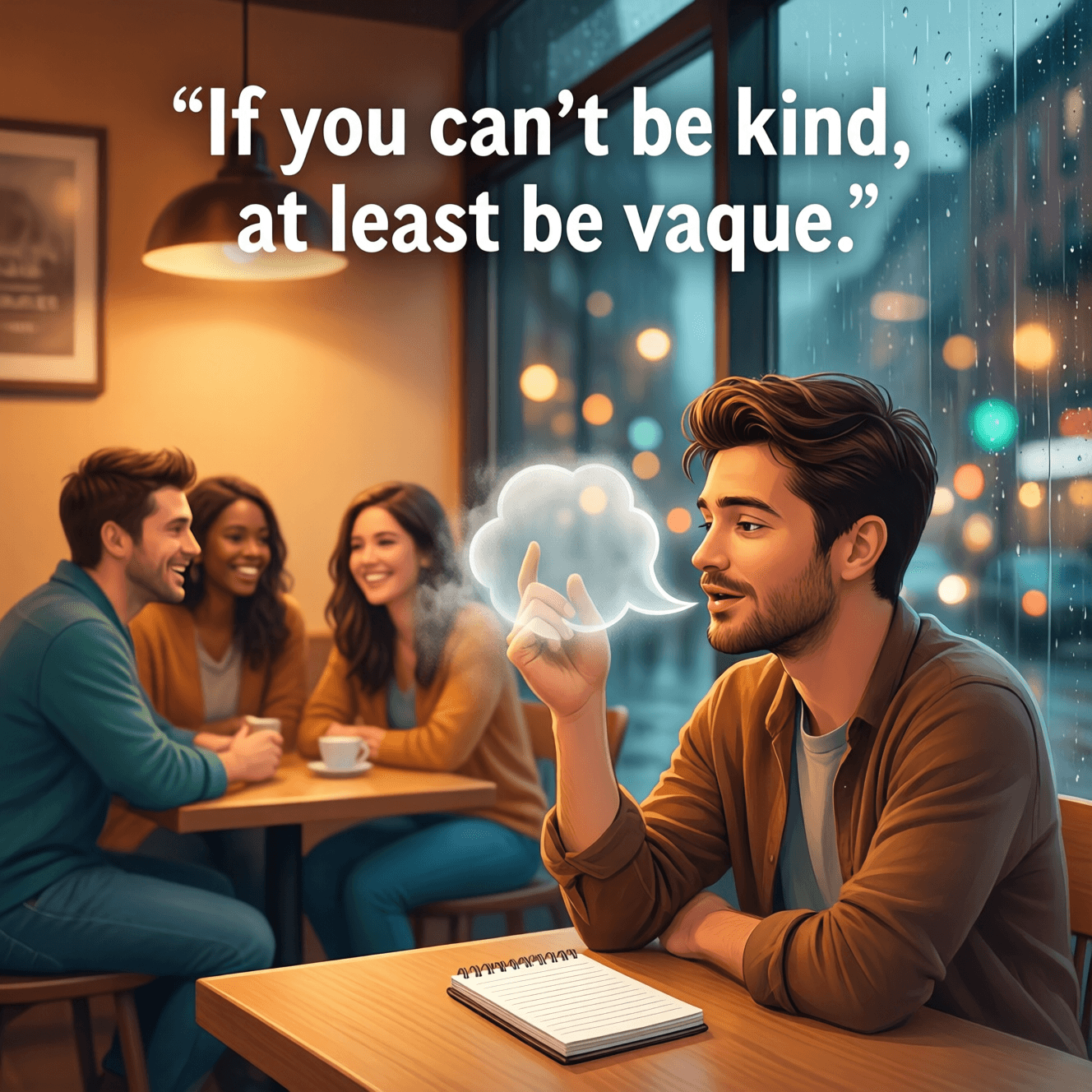 If you can't be kind, at least be vague. — Judith Martin