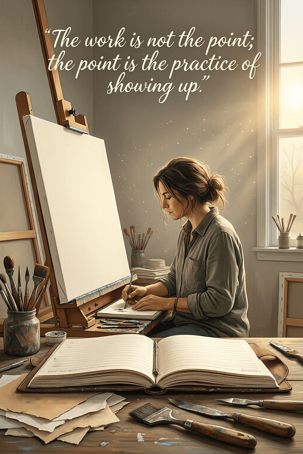 Showing Up Matters More Than Perfect Work When you are in the middle of a creative block, remember that the work is not the point; the point i