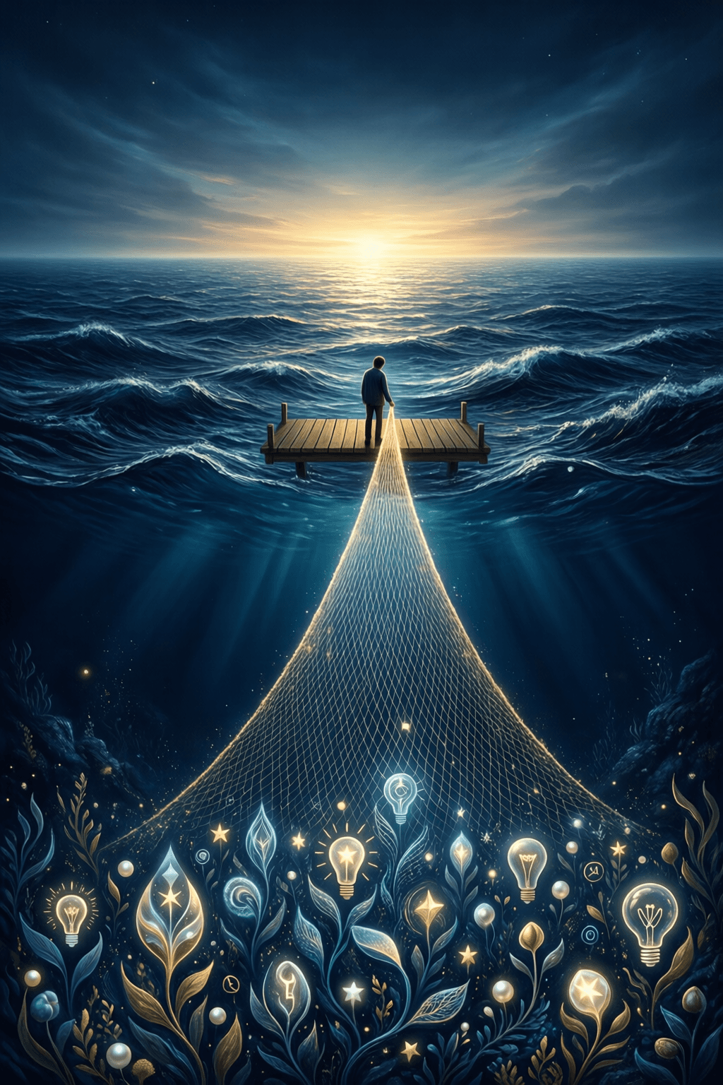 The creative act is to let down the net of human imagination into the ocean of chaos on which we are