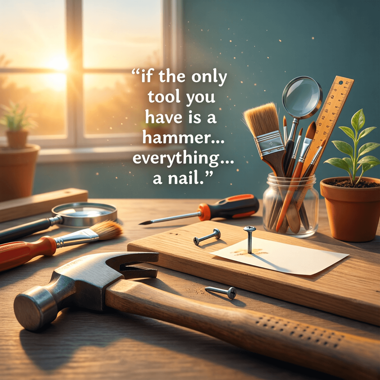 I suppose it is tempting, if the only tool you have is a hammer, to treat everything as if it were a nail. – Abraham Maslow