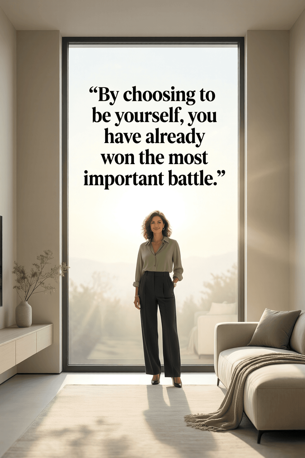 Ser uno mismo es la victoria esencial Al elegir ser tú mismo, ya has ganado la batalla más importante. — Anne Lamott