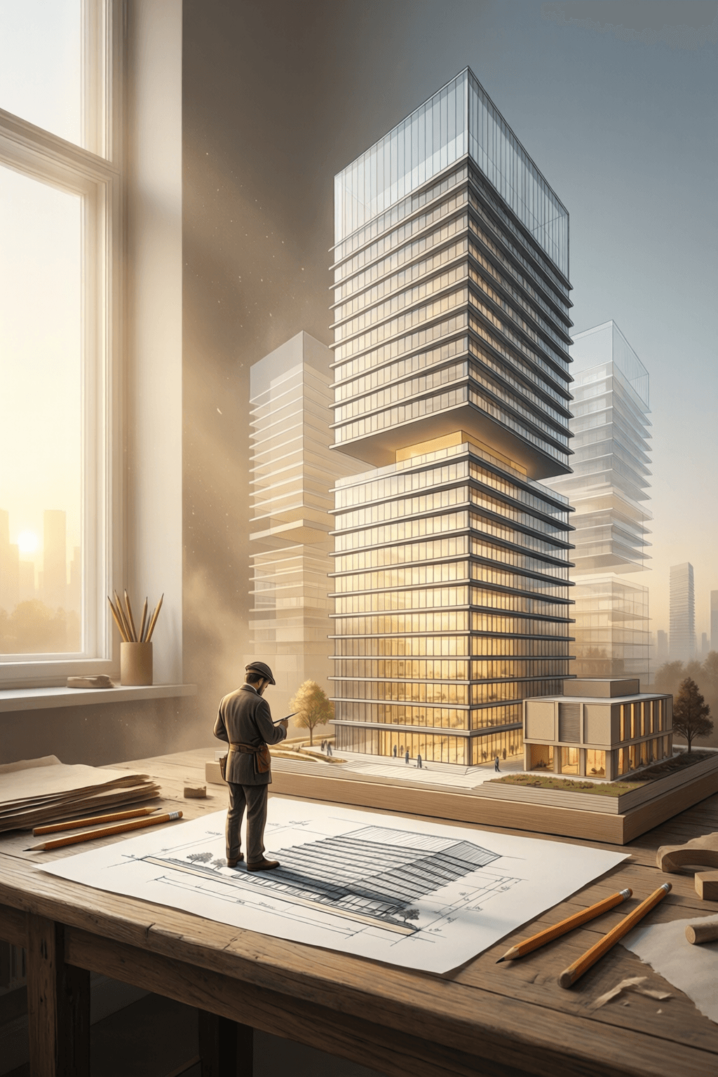 Architecture Begins in an Instant, Then Endures The beauty of architecture is it involves work that stretches over a very long time but often starts