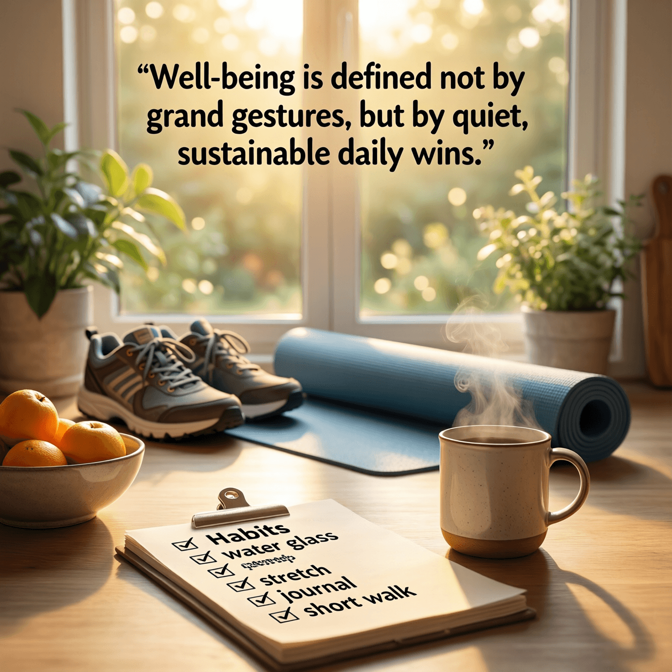 Well-being is defined not by grand gestures, but by quiet, sustainable daily wins. — Proverb