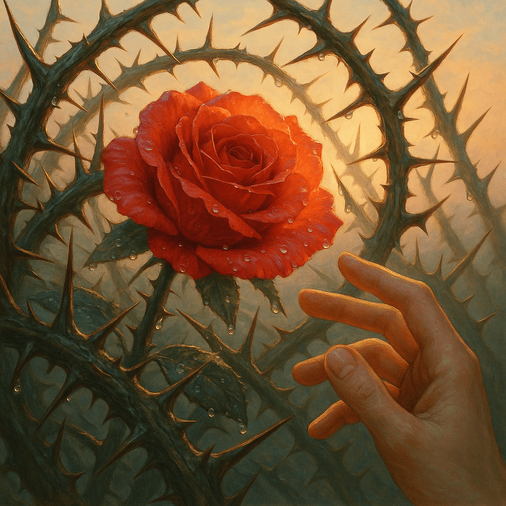 A thorn defends the rose, harming only those who would steal the blossom. — Chinese Proverb