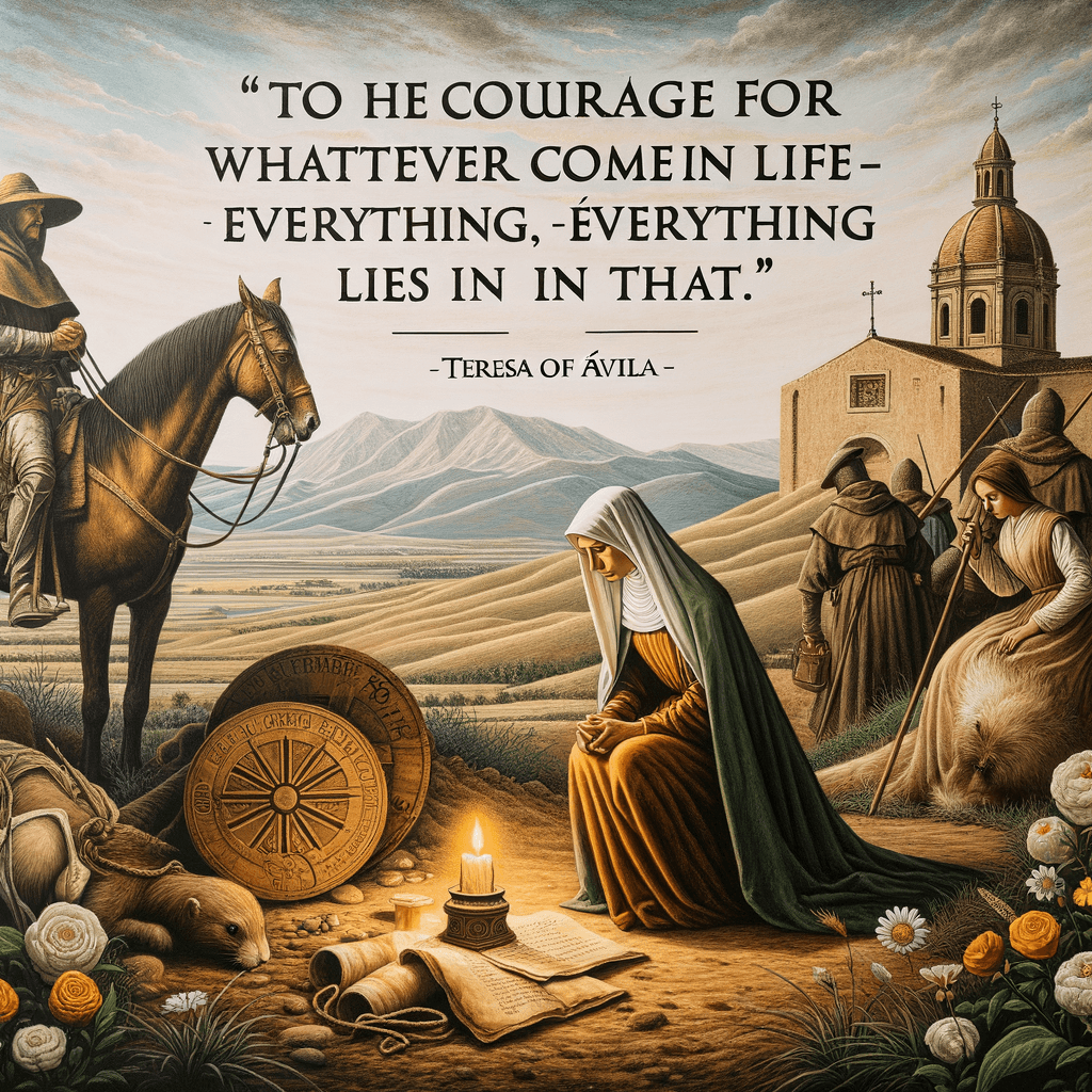 勇气是生活的核心 - 特蕾莎·阿维拉 无论生活中发生什么,要有勇气—这一切都在于此。 — 特蕾莎·阿维拉,西班牙。