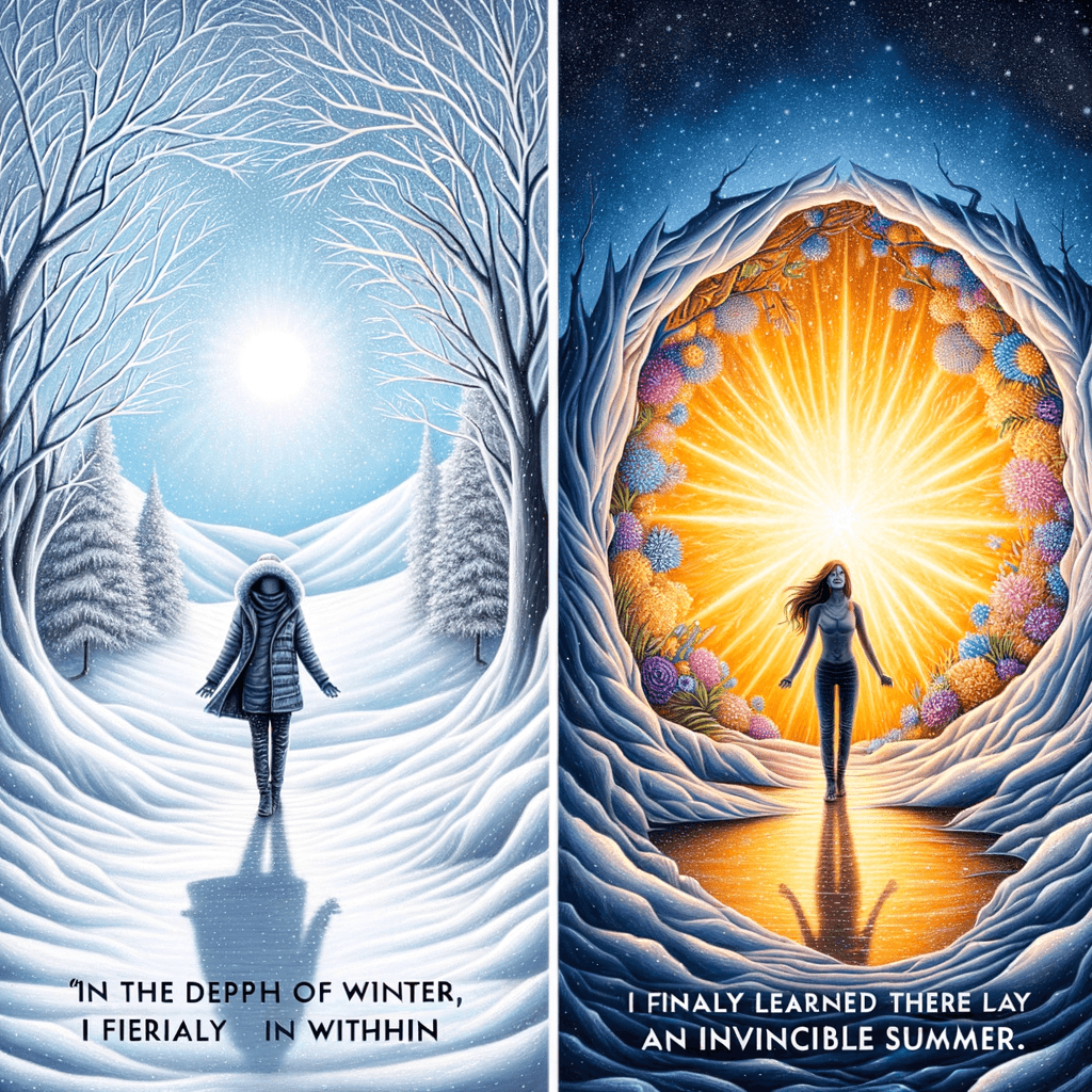 En el corazón del invierno, finalmente aprendí que dentro de mí habitaba un verano invencible. - Albert Camus