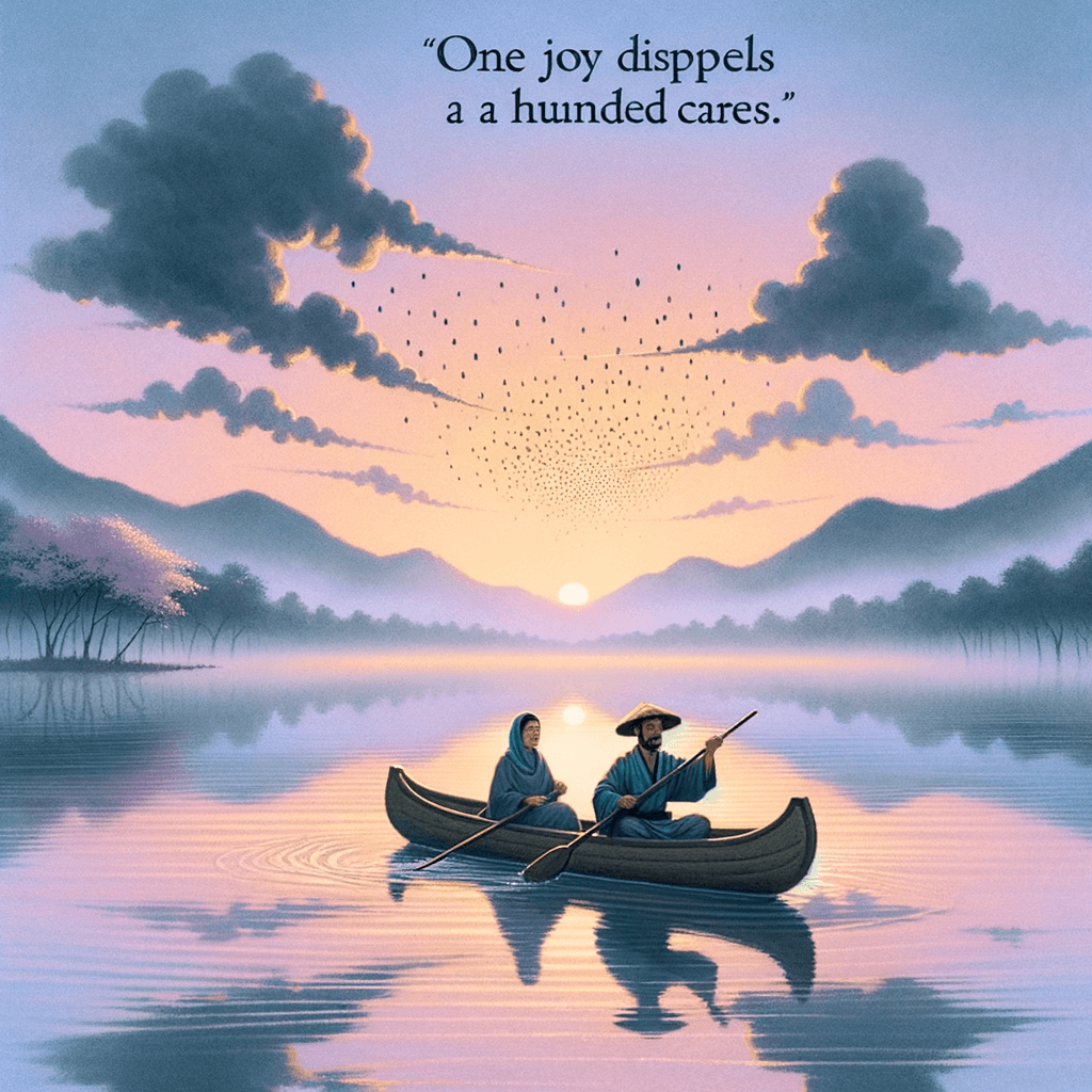 Una alegría disipa cien preocupaciones. - Confucio