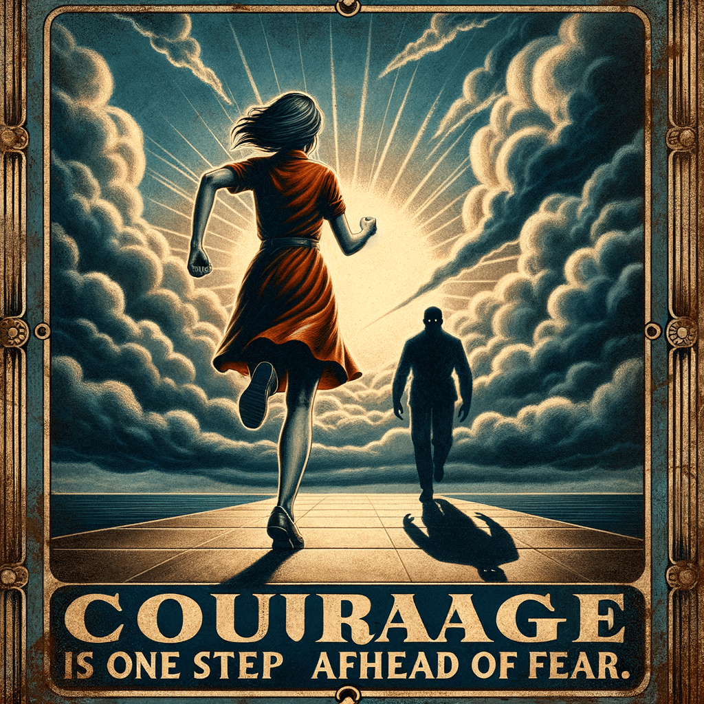 Courage is one step ahead of fear. — Coleman Young