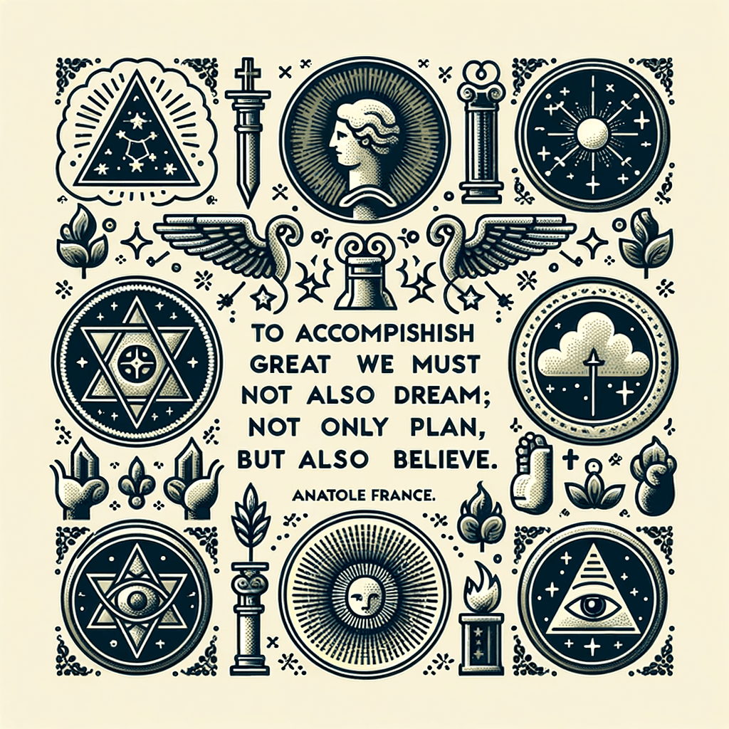 Para lograr grandes cosas, no solo debemos actuar, sino también soñar; no solo planear, sino también creer. — Anatole France