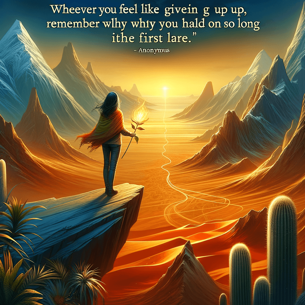 Cada vez que sientas que quieres rendirte, recuerda por qué te aferraste durante tanto tiempo en primer lugar. — Anónimo