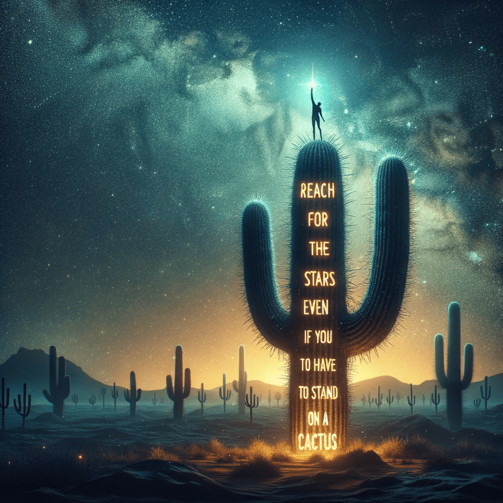 Estira la mano hacia las estrellas, incluso si tienes que pararte sobre un cactus. — Susan Longacre