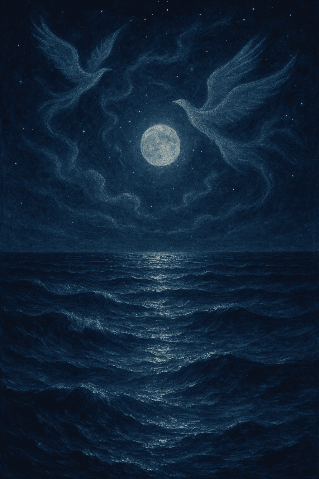 En brazos inquietos, insomne yago — lo profundo llama a lo profundo: y la noche tiene alas. — Rumi