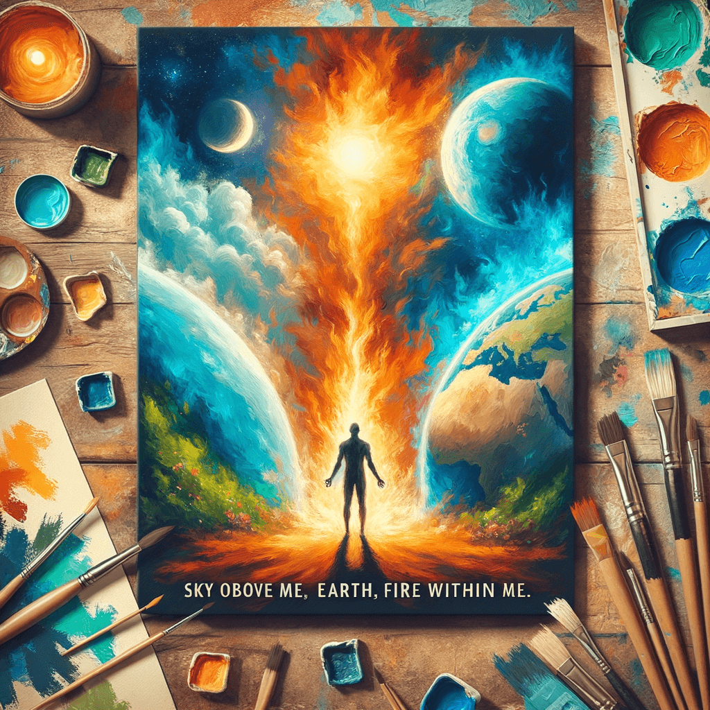 Cielo sobre mí, Tierra debajo de mí, Fuego dentro de mí.