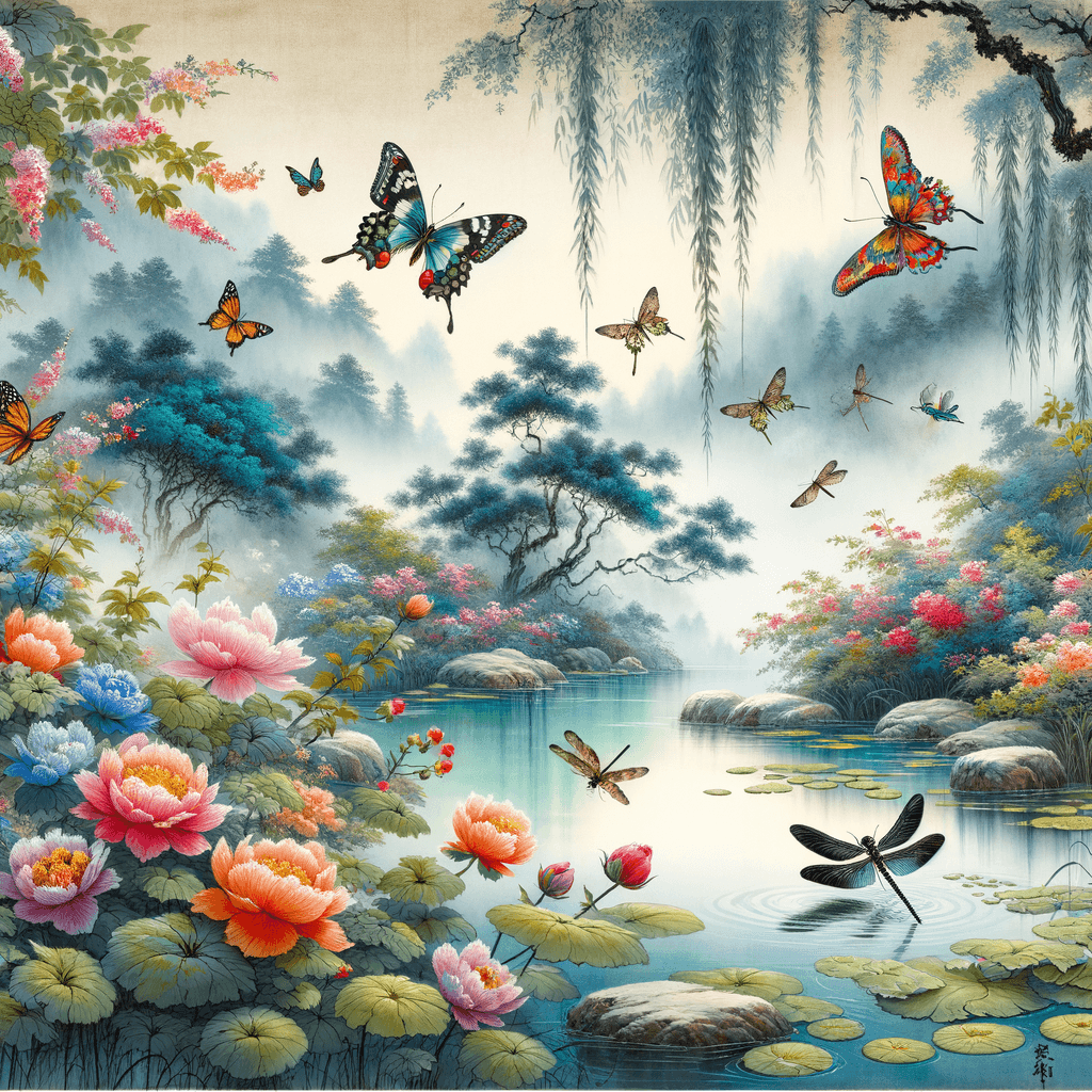 穿花蛱蝶深深见,点水蜻蜓款款飞。