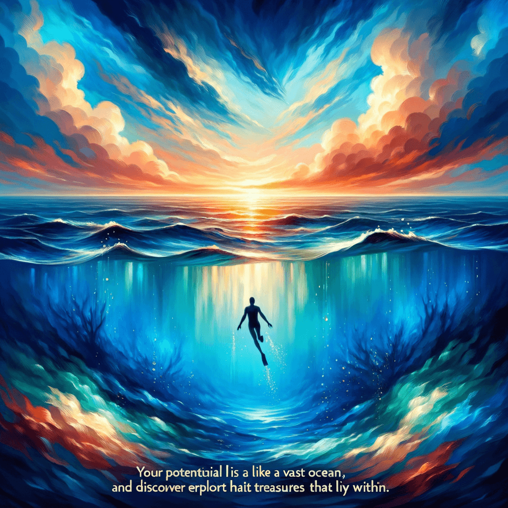 Your potential is like a vast ocean; dive deep, explore the depths, and discover the treasures that lie within. — Unknown, Global.