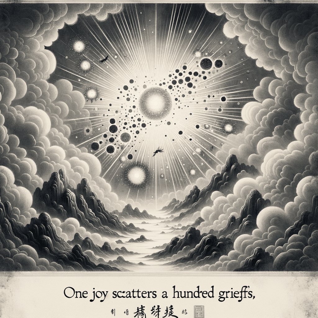 Una alegría dispersa cien tristezas. - Proverbio chino