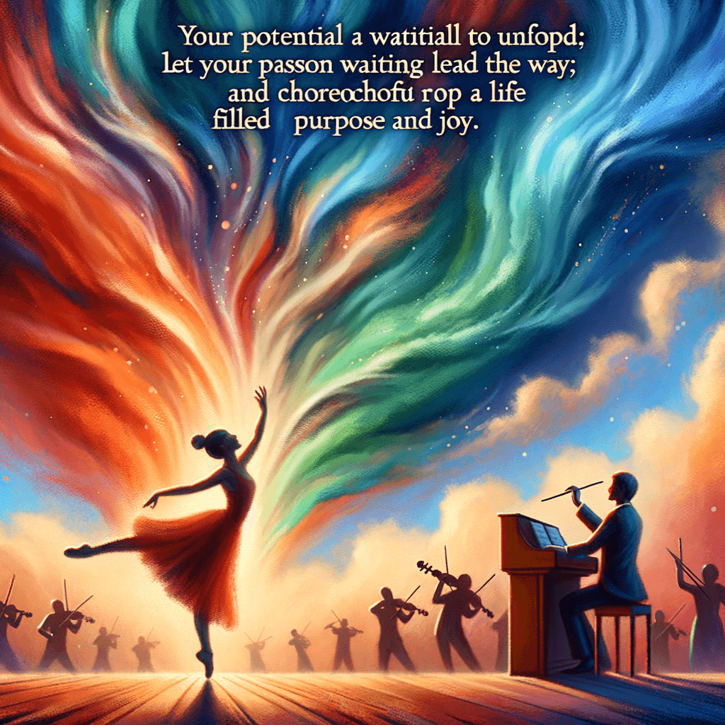 Tu potencial es una danza que espera desarrollarse; deja que tu pasión guíe el camino y coreografía una vida llena de propósito y alegría. — Desconocido, Global.