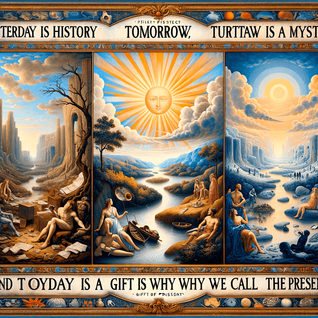 Yesterday is history, tomorrow is a mystery, today is a gift, that's why we call it the present.