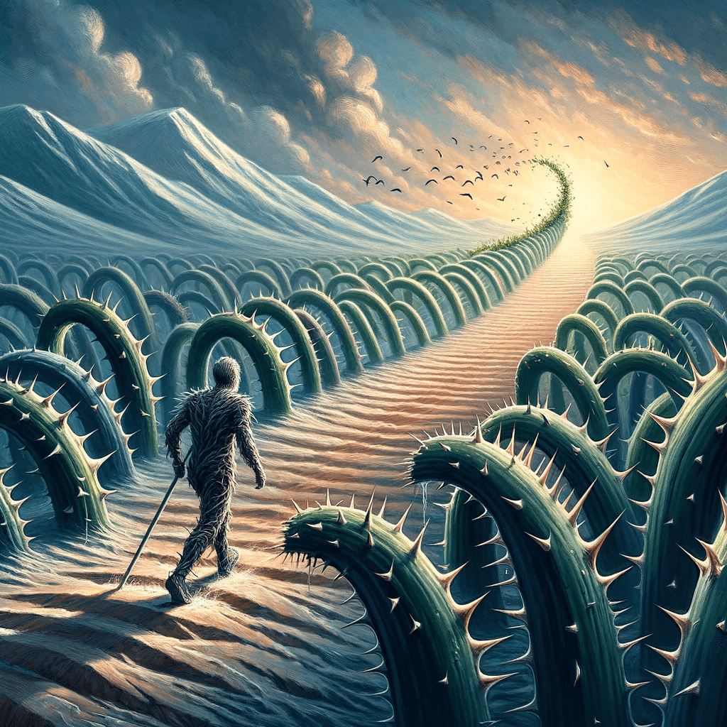 En la pista de la vida, no te detengas por los espinos que hay delante; cada paso es crecimiento, cada paso es una acumulación de fuerza.