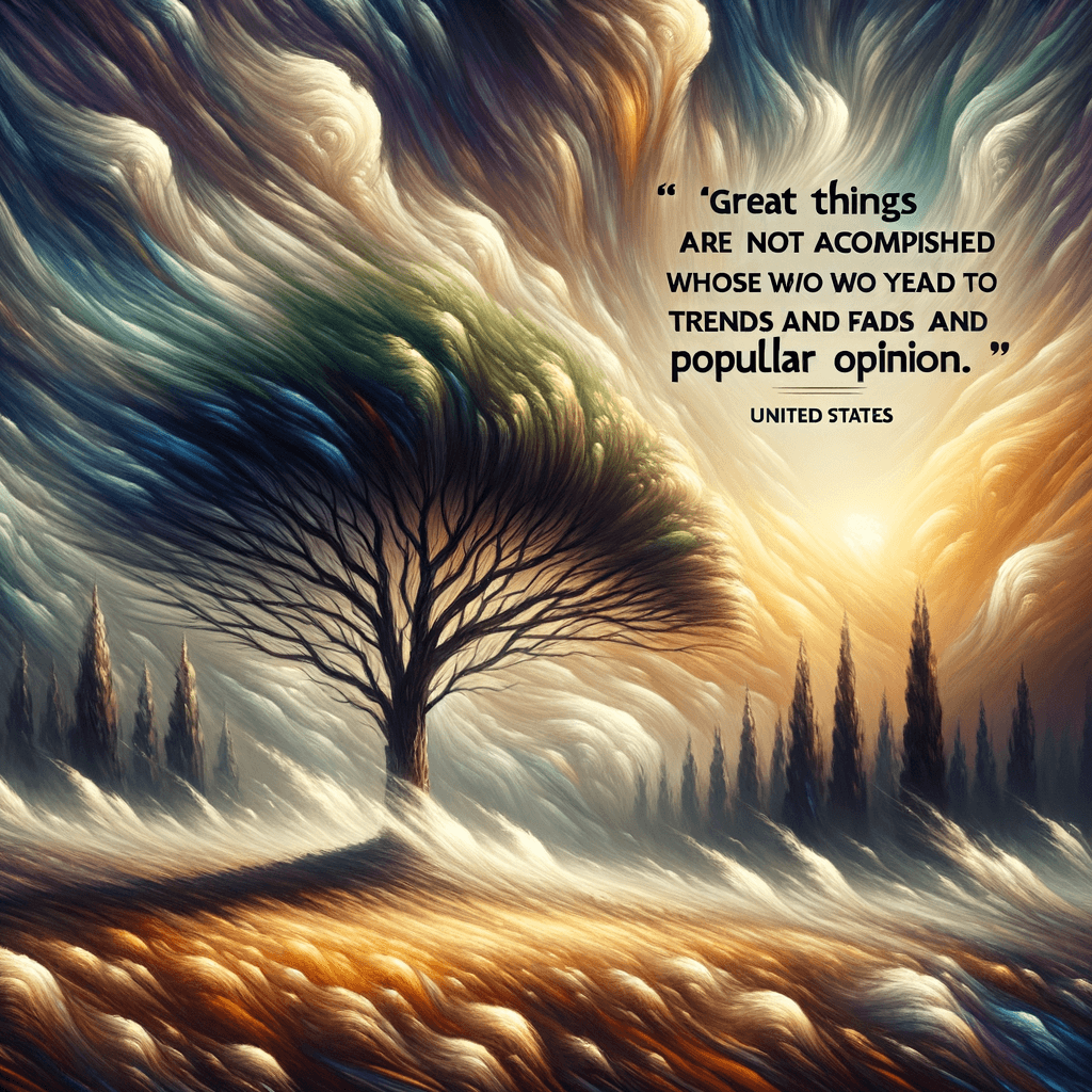 Las grandes cosas no son logradas por aquellos que se rinden a las tendencias, modas y opiniones populares. — Jack Kerouac, Estados Unidos.