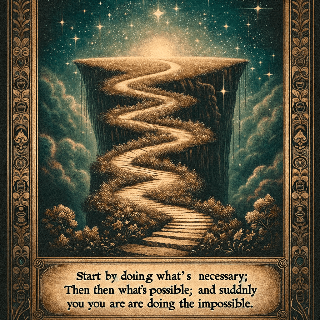 Comienza haciendo lo necesario; luego haz lo posible; y de repente te encontrarás haciendo lo imposible. — Francisco de Asís