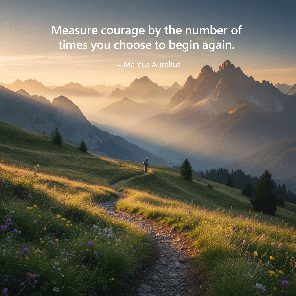 用 重启 的 次数 来 衡量 勇气 以你选择重新开始的次数来衡量勇气。 — 马可·奥勒留