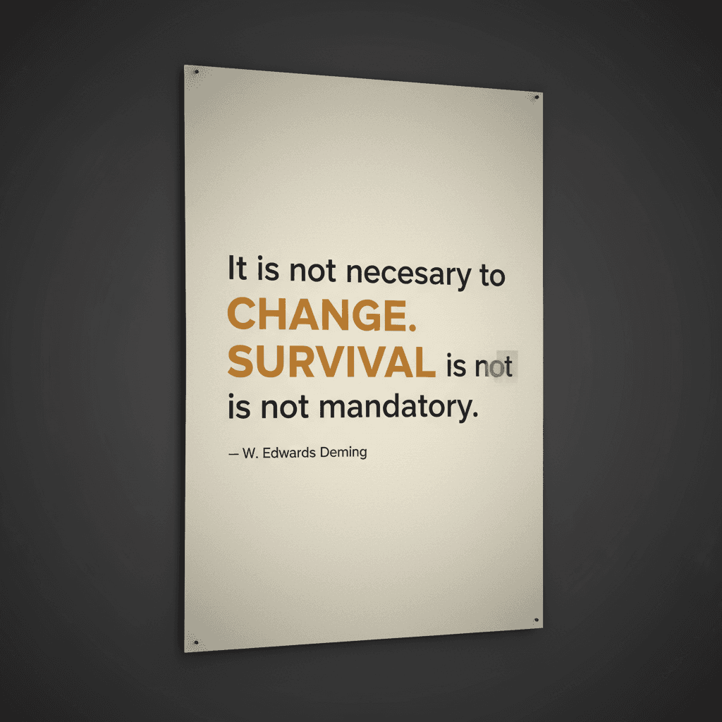No es necesario cambiar. La supervivencia no es obligatoria. — W. Edwards Deming