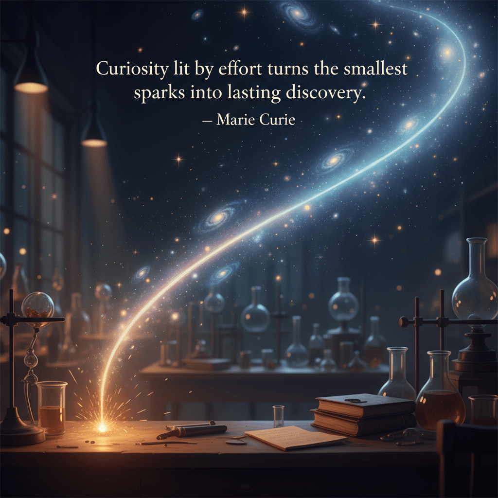 Curiosity lit by effort turns the smallest sparks into lasting discovery. — Marie Curie