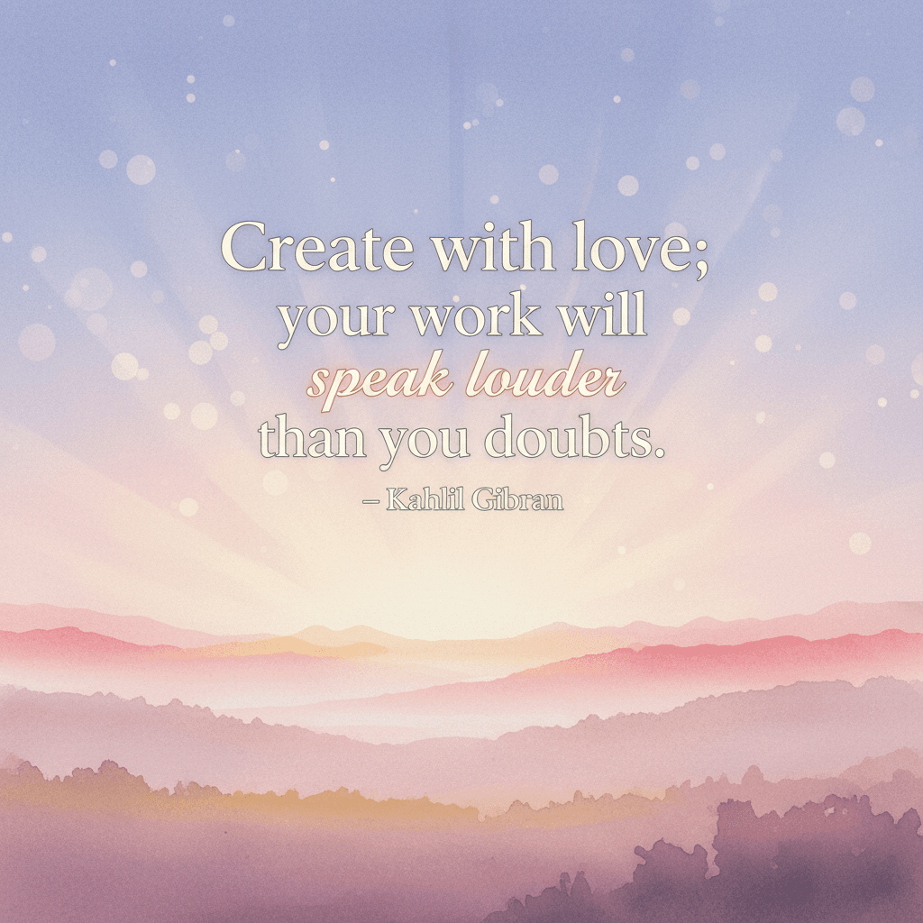 Let Love Shape Work That Silences Doubt Create with love; your work will speak louder than your doubts. — Kahlil Gibran