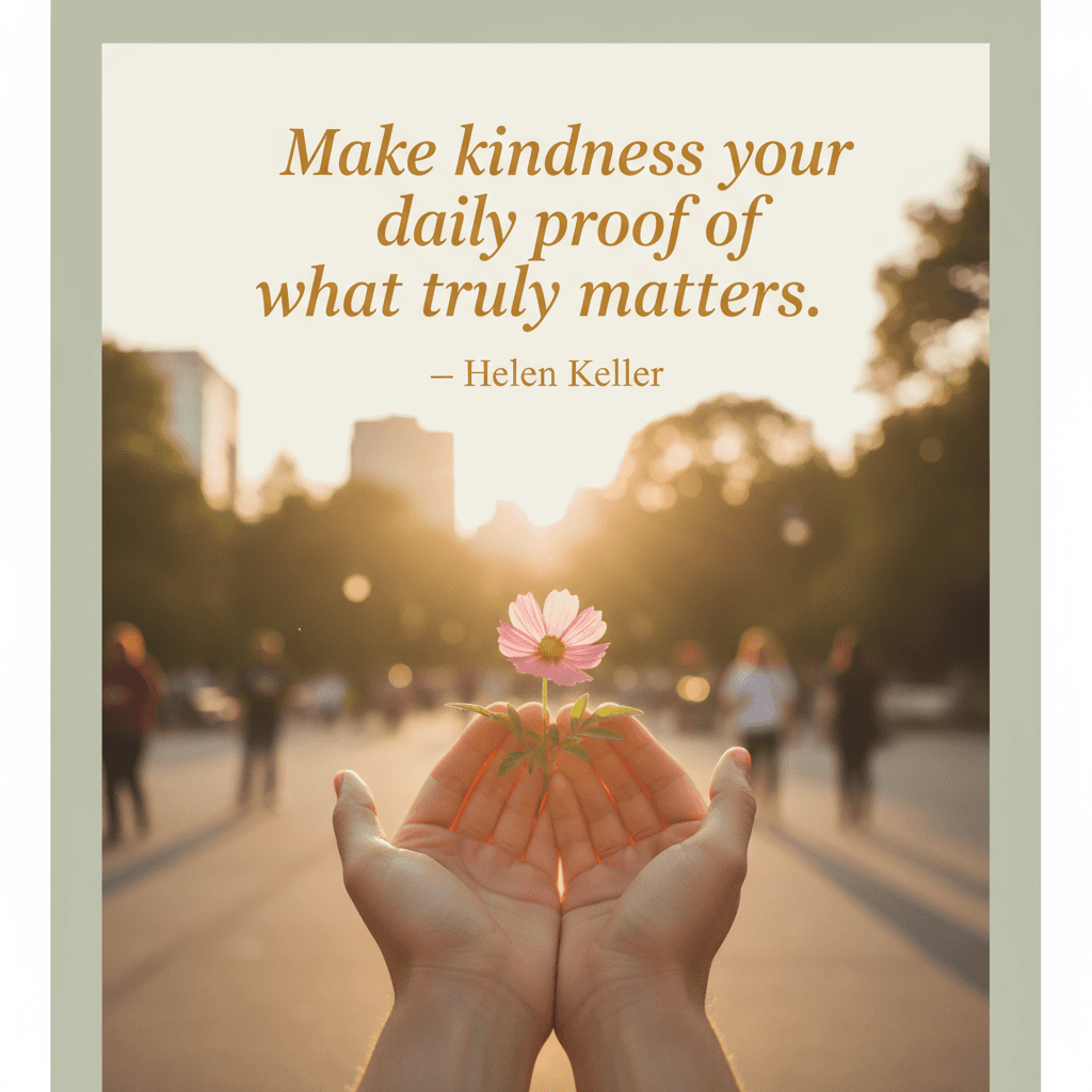 Haz de la bondad tu prueba diaria de lo que realmente importa. — Helen Keller