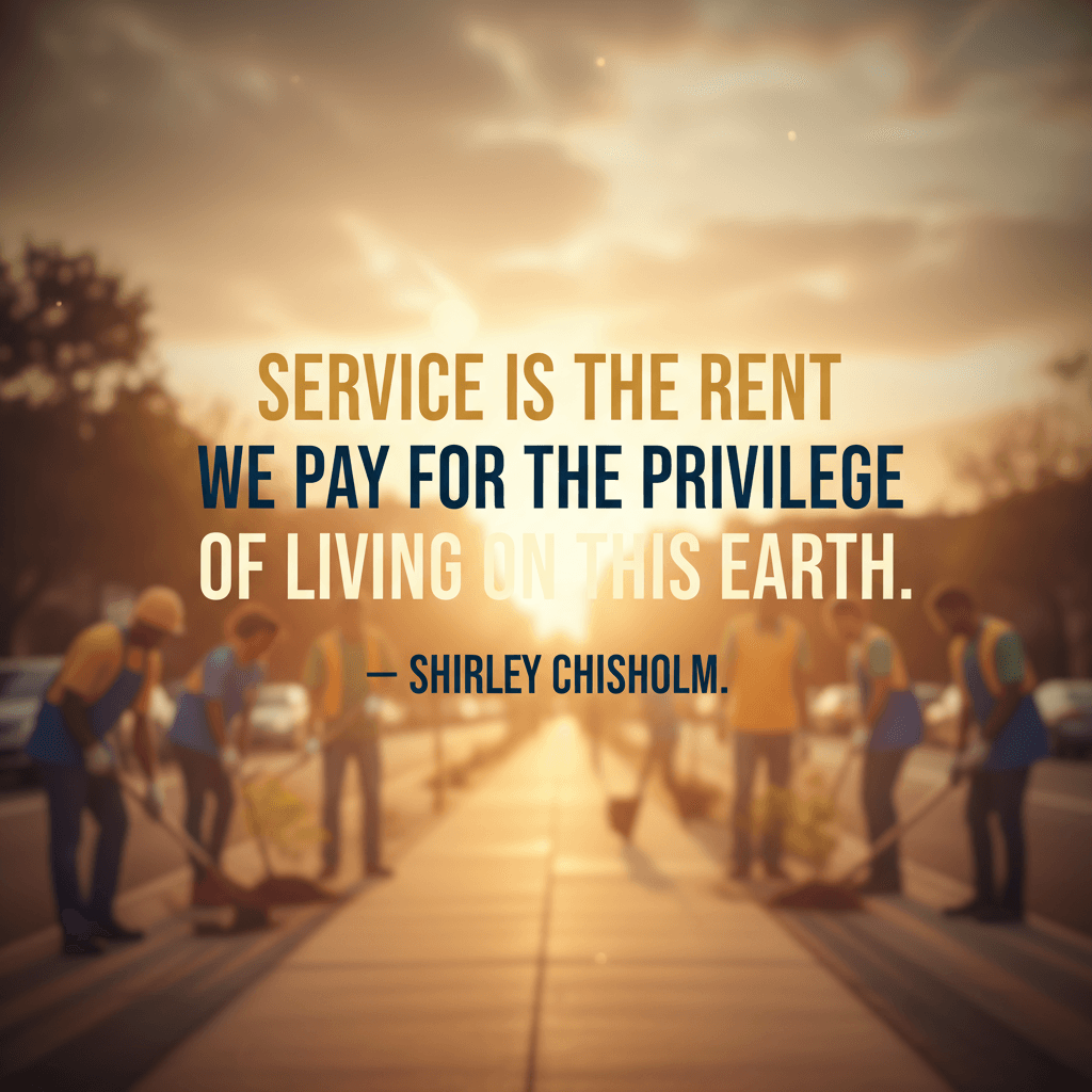 服务是我们为在这世上生活的特权所支付的租金。 — Shirley Chisholm