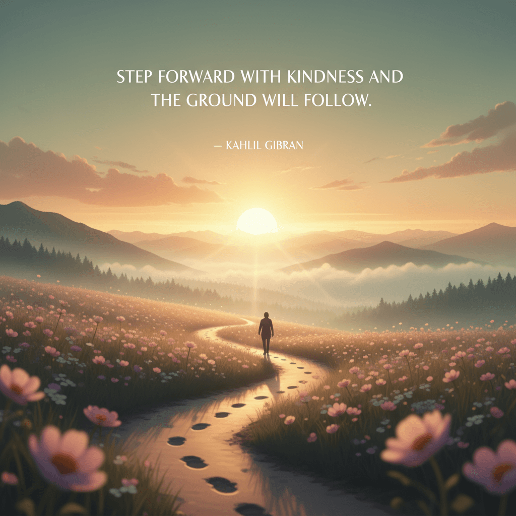 Step Kindly and the Path Rises Up Step forward with kindness and the ground will follow. — Kahlil Gibran