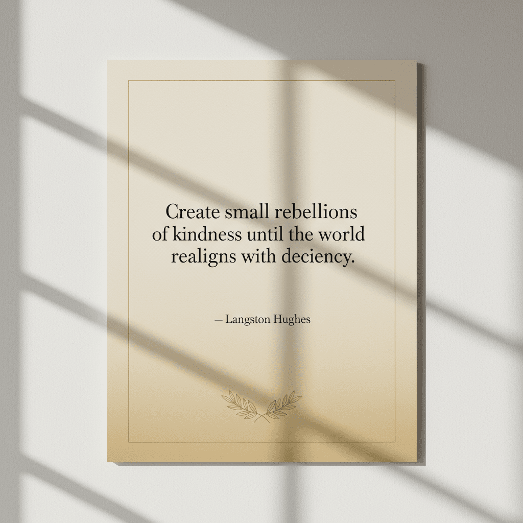 Create small rebellions of kindness until the world realigns with decency. — Langston Hughes