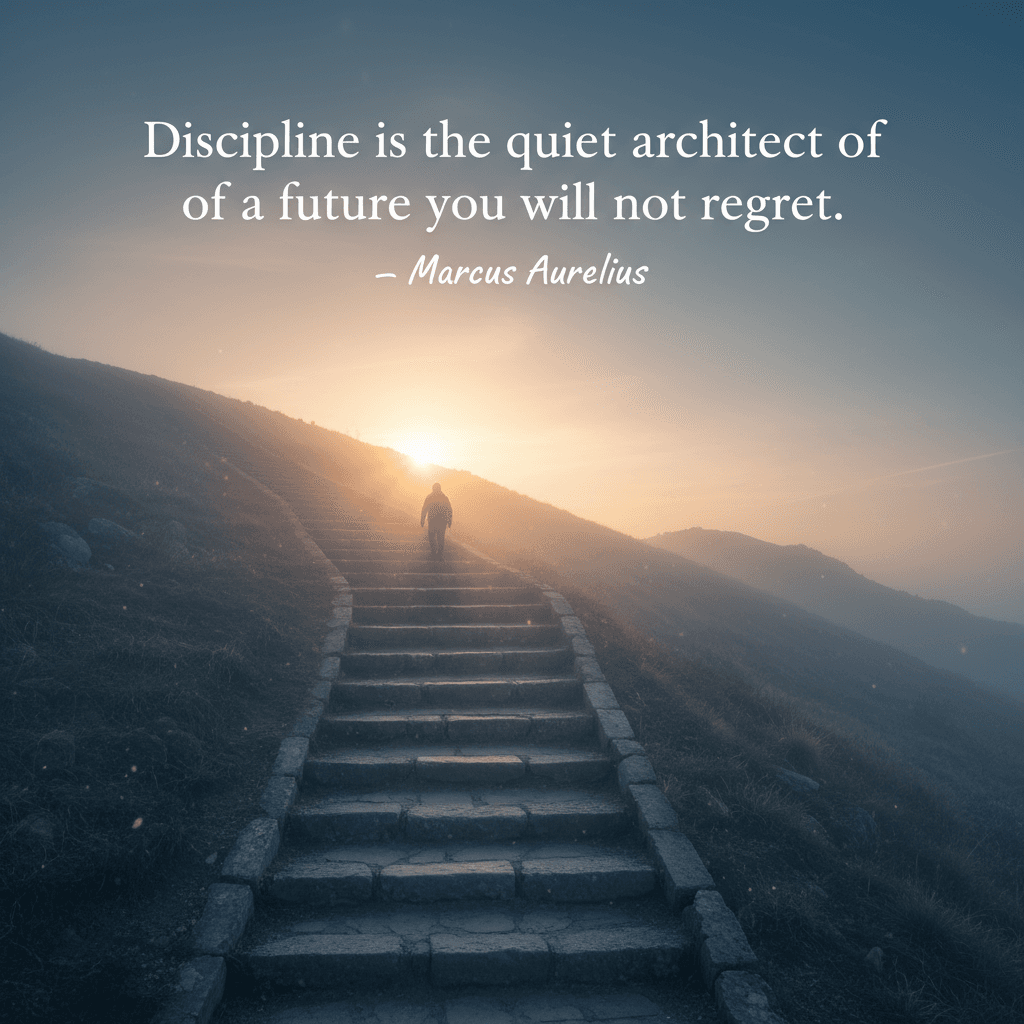 Discipline is the quiet architect of a future you will not regret. — Marcus Aurelius