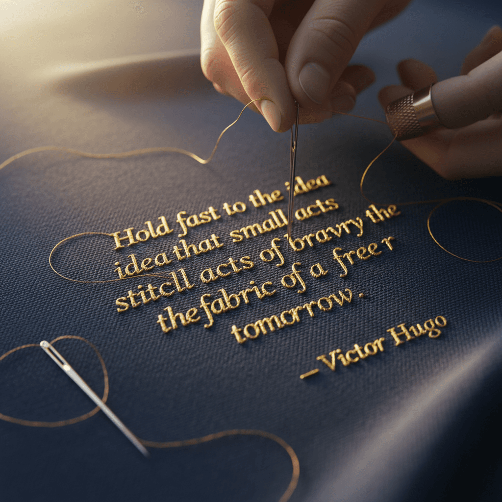 Hold fast to the idea that small acts of bravery stitch the fabric of a freer tomorrow. — Victor Hugo