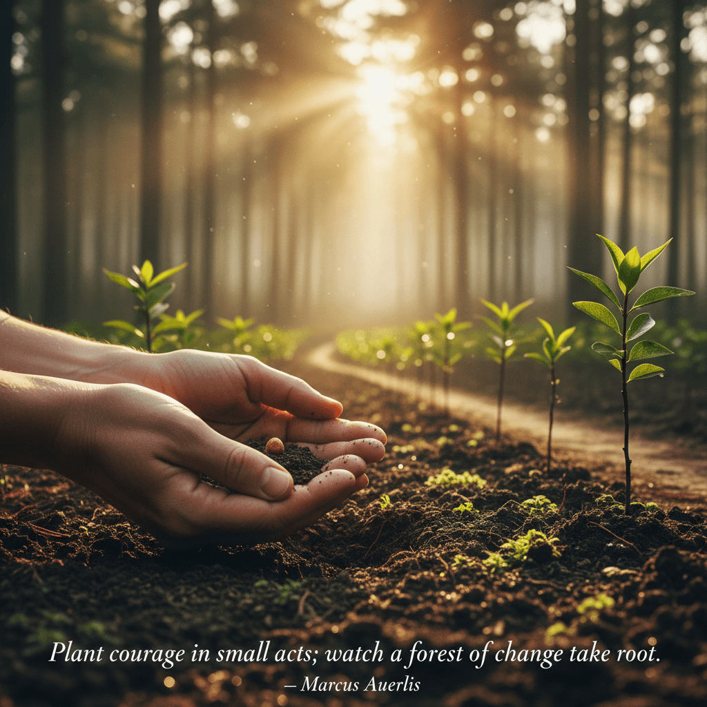 Plant courage in small acts; watch a forest of change take root. — Marcus Aurelius