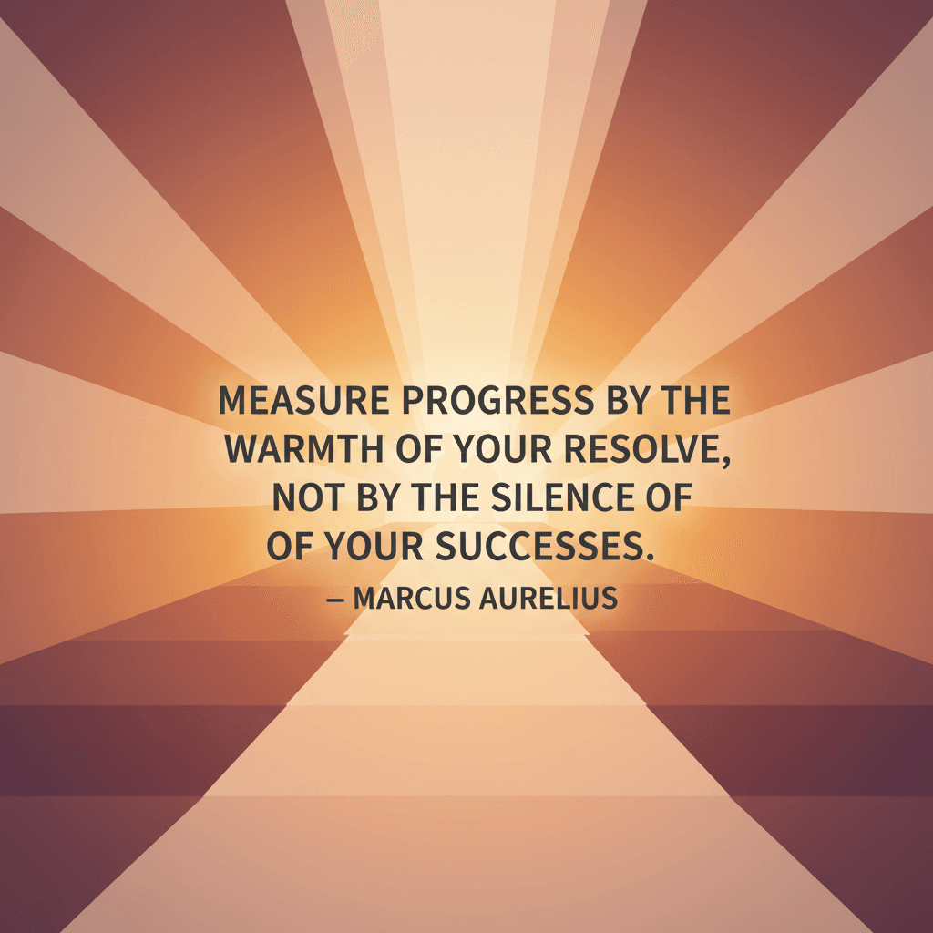 Measure progress by the warmth of your resolve, not by the silence of your successes. — Marcus Aurelius