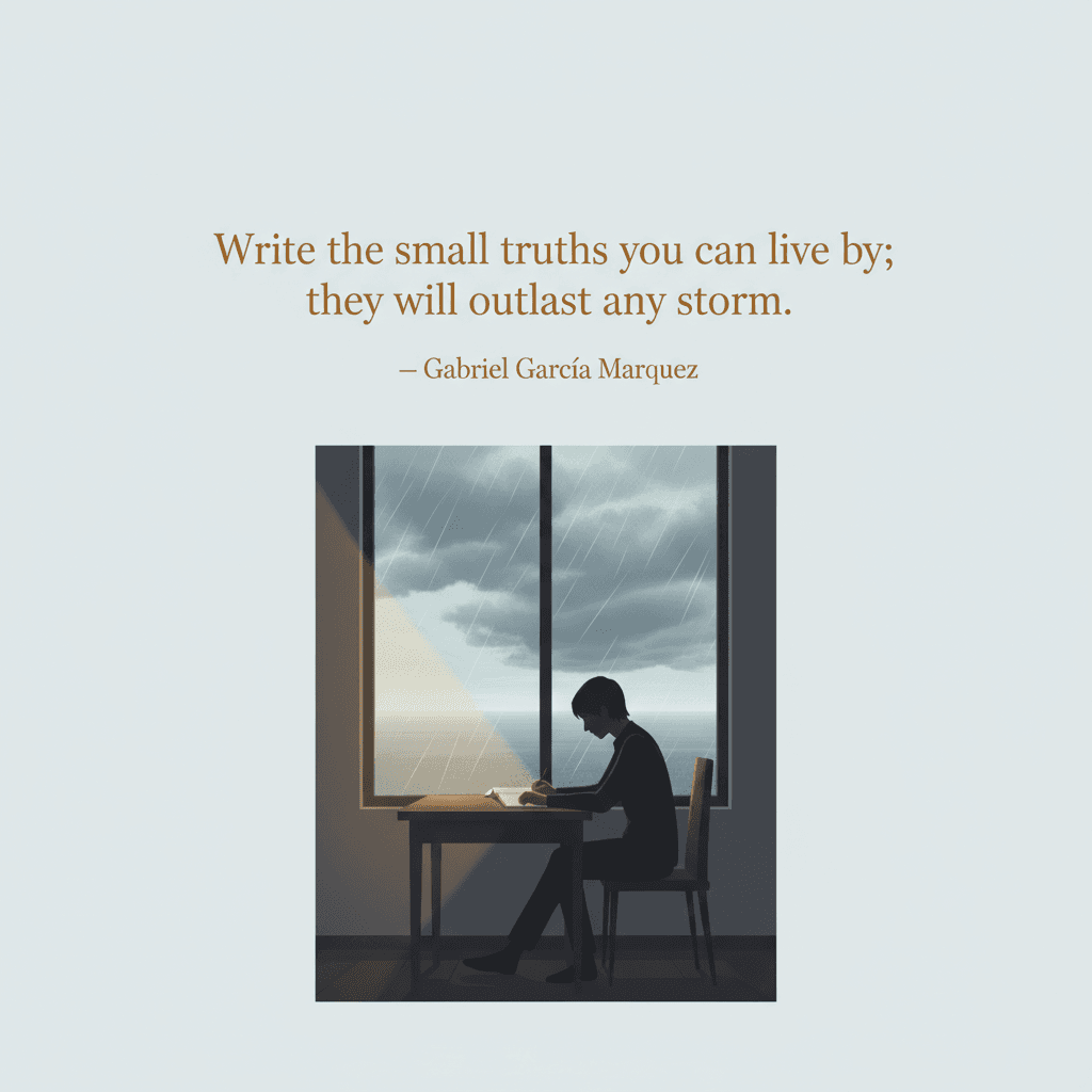 Write the small truths you can live by; they will outlast any storm. — Gabriel García Márquez
