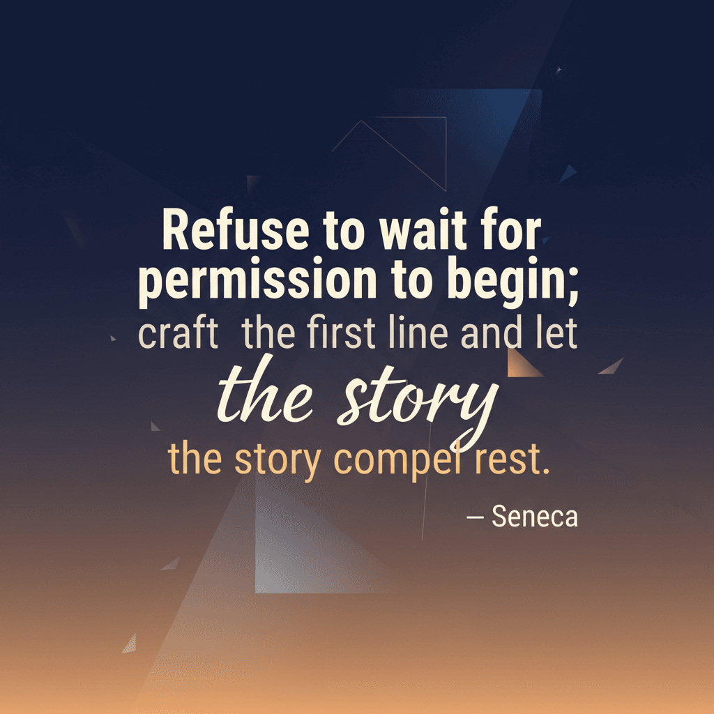 Refuse to wait for permission to begin; craft the first line and let the story compel the rest. — Seneca