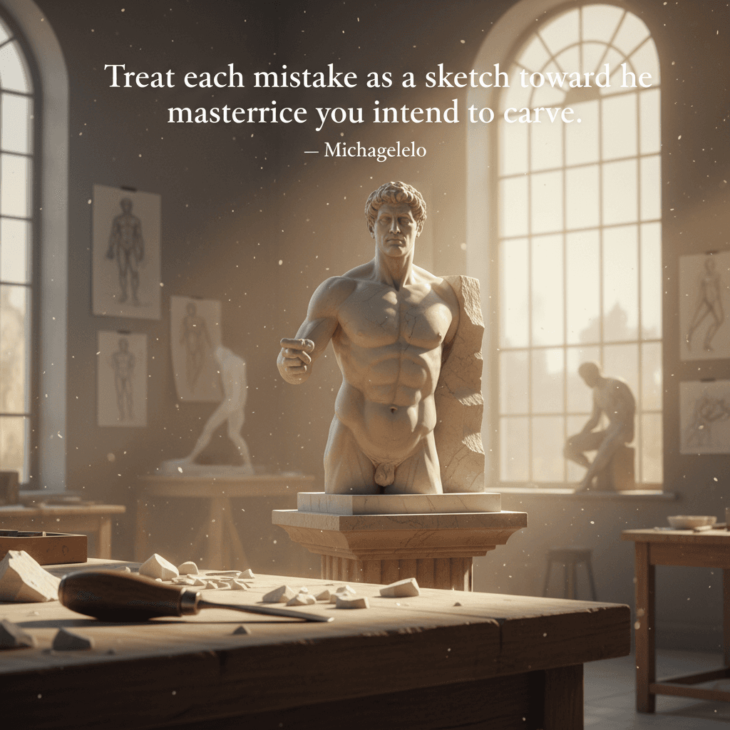 Treat each mistake as a sketch toward the masterpiece you intend to carve. — Michelangelo