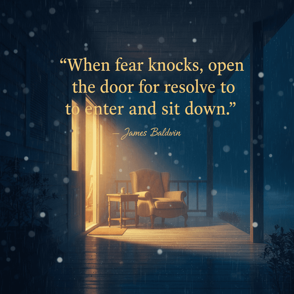 Cuando el miedo toque a la puerta, ábrela para que la determinación entre y tome asiento. — James Baldwin