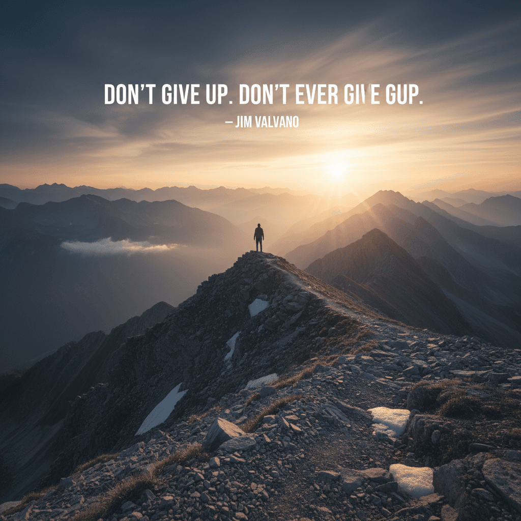 不放弃的力量,瓦尔瓦诺的回声 不要放弃。永远不要放弃。— 吉姆·瓦尔瓦诺