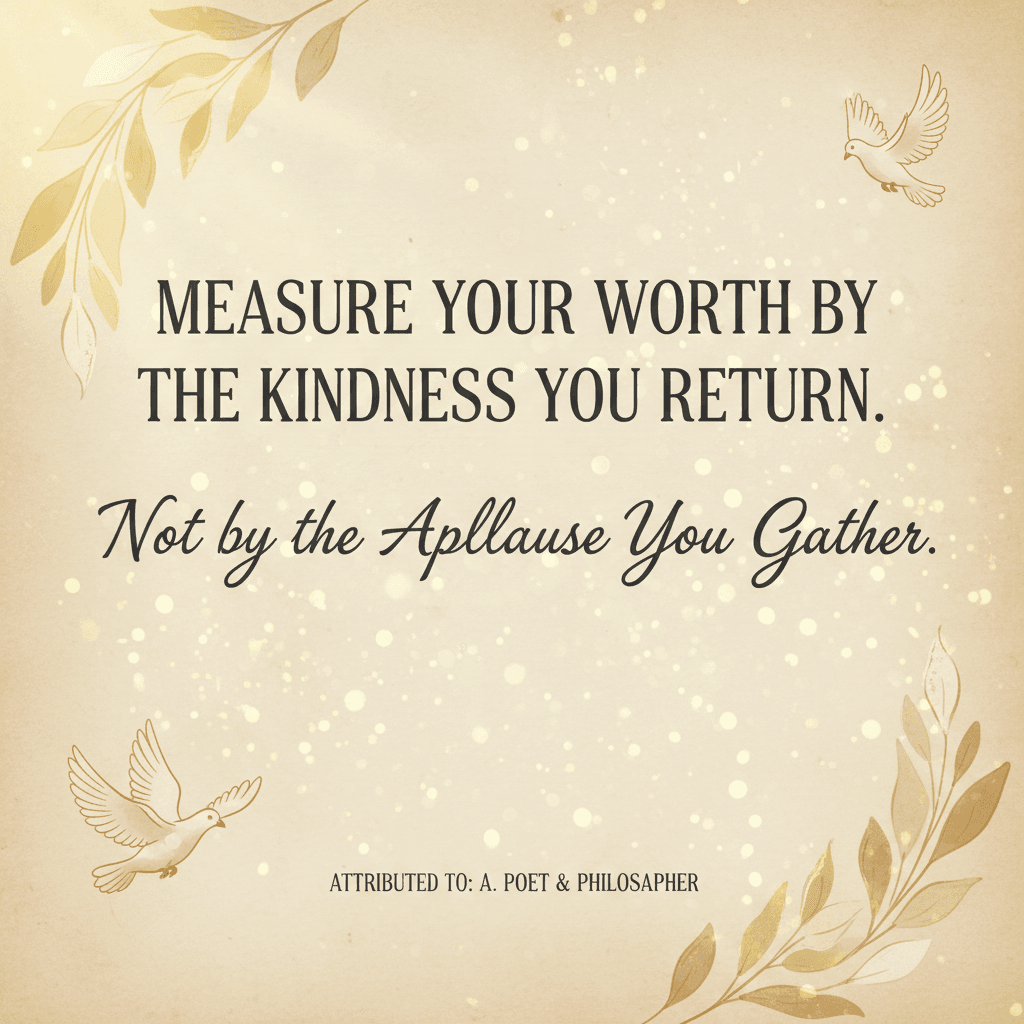 Measure your worth by the kindness you return, not by the applause you gather. — Kahlil Gibran