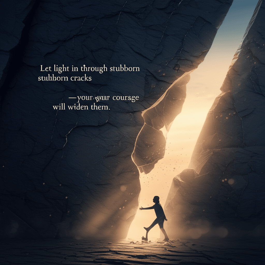 Widening the Cracks: Courage Lets Light In Let light in through stubborn cracks — your courage will widen them. — Helen Keller